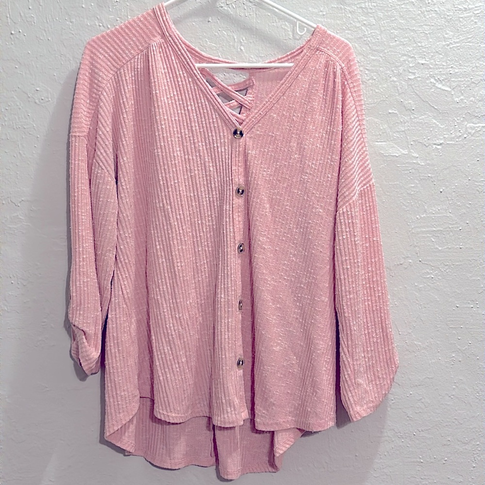 Women’s No Boundaries Light Knit Criss Cross Shirt - 3XL